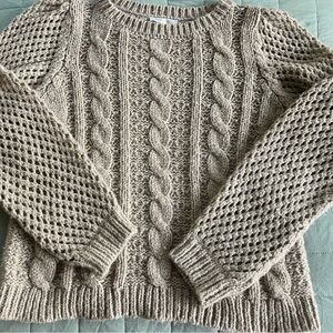 Loveshackfancy Rosie Cable Knit Sweater Oatmeal Size Medium